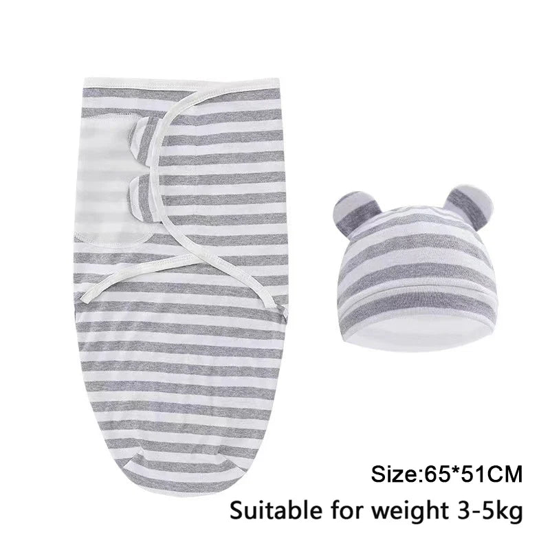 Pure cotton skin-friendly newborn baby wrap, easy to wear with, easy to change diapers, with a cap, give baby more protection