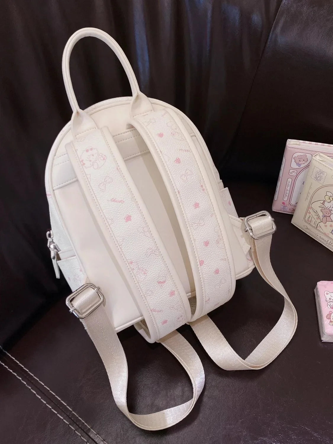 Japanese and Korean PU printed backpack 2025 new small batch original casual minimalist ultra-light travel backpack school bag