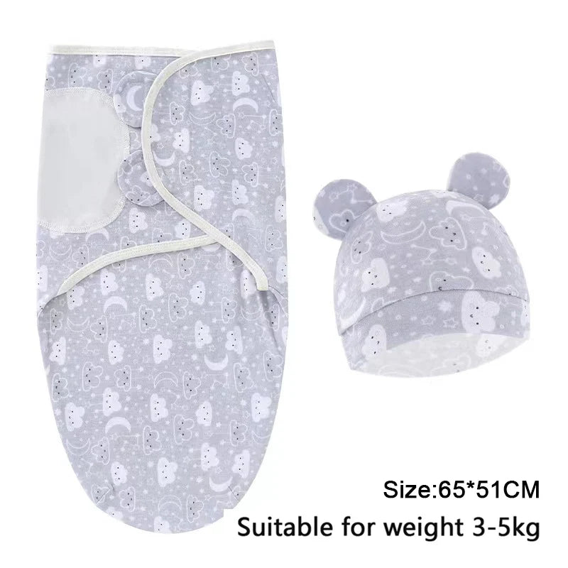 Pure cotton skin-friendly newborn baby wrap, easy to wear with, easy to change diapers, with a cap, give baby more protection