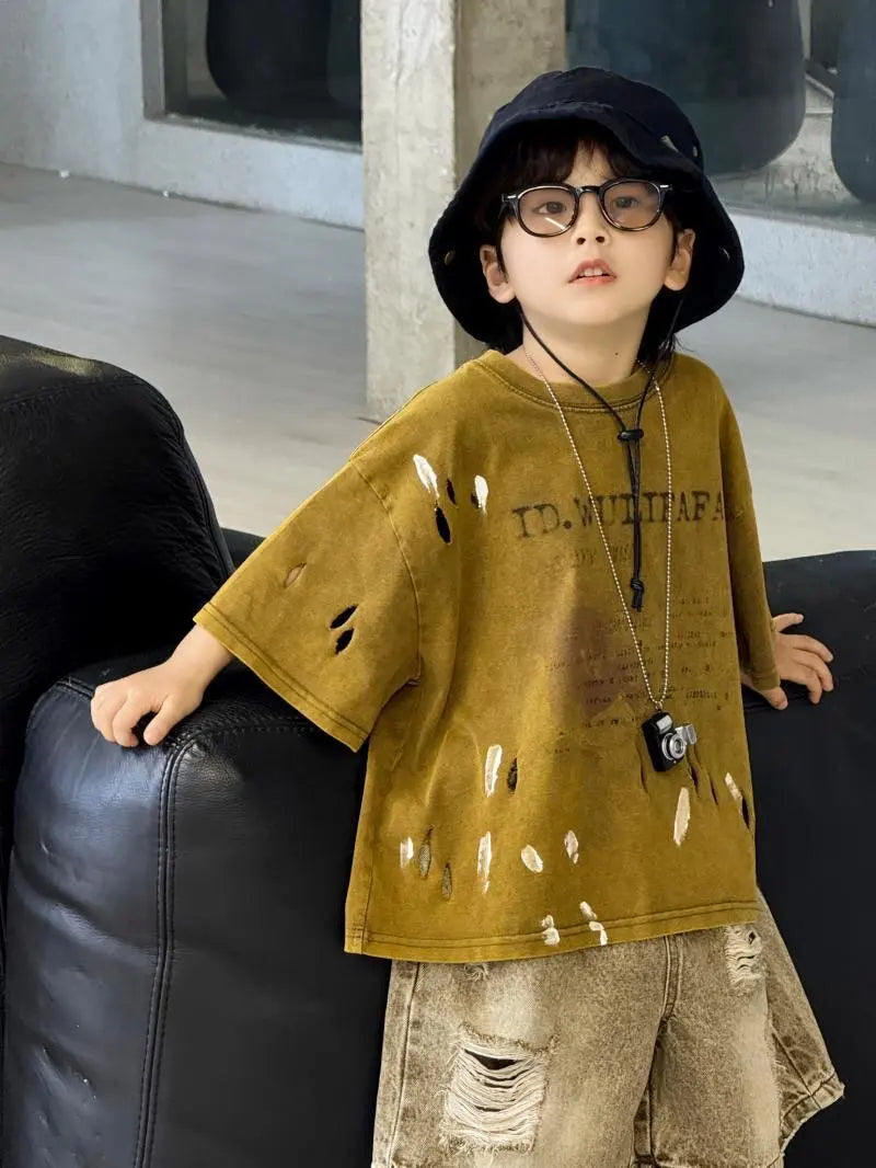 Boys Clothing Set Korean Loose Shirts+shorts 2pcs/set Sport Suits for Kids Teenager Tracksuits Casual Baby Outfits Clothes