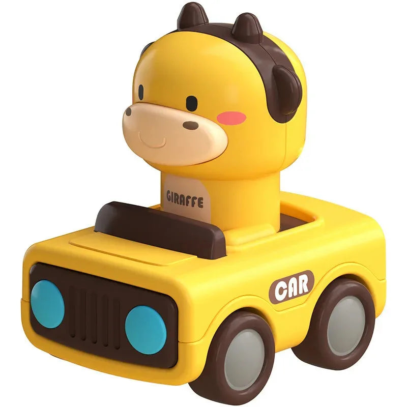Cartoon Figure Friction Toy Cars, No Battery Push & Go Sliding Vehicles for Kids Age 1-3, Fun Baby Toys for Fine Motor