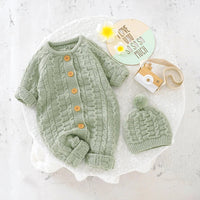 Winter Baby Rompers Clothes Solid Long Sleeve Knitted Newborn Boys Girls Jumpsuits Hats Outfits Sets 0-18m Autumn Infant Costume