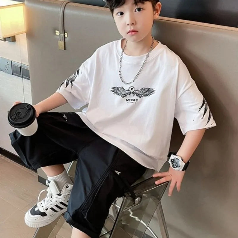 Summer Kids Wing T-Shirt Cotton Loose Stylish Boy's Shirt Big Kids Summerwear - Boys Summer & Party Dresses - Baby's World