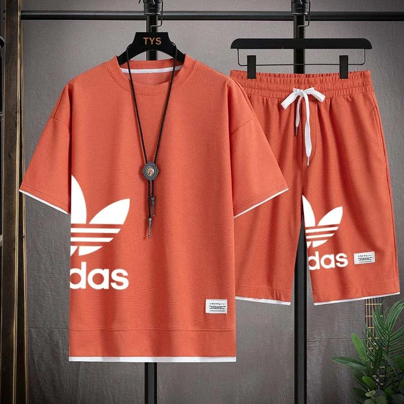 Summer New Men - Summer New Men's pullover sportswear Set, fashionable basketball men's casual short-sleeved T-shirt +