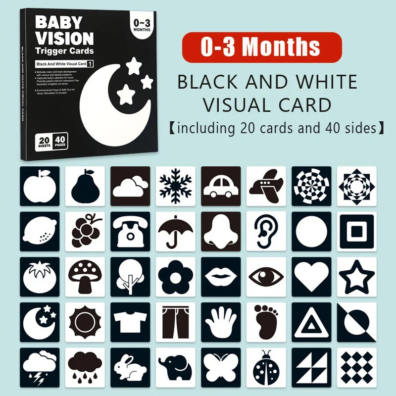 Flash Cards Baby Visual Stimulation Cards for Toddlers Sensory Development Early Education Learning Toys For Newborn Funny Gifts
