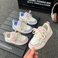 2025 Sweet Girls Skate Shoes Princess Style Kids Casual Shoes Soft Bottom Non-slip Autumn New Children Sports Shoes Comfortable