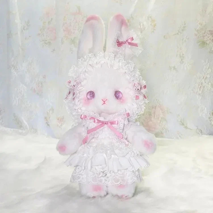 Kawaii Lolita Rabbit Shoulder Bag Cute Plush Crossbody Bag Y2K Girl Accessories Dolls Toys Pearl Chain Strap Makeup Bag