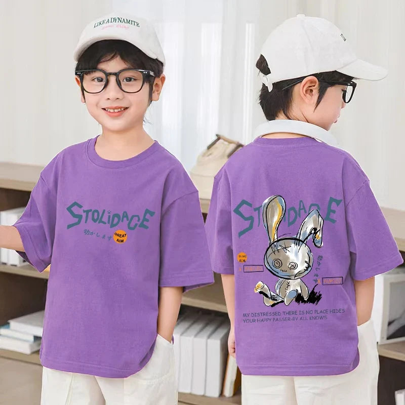 Summer Kids Clothes Short Sleeve T Shirts Boys Clothes Streetwear fashion Print Cartoon T Shirt 100%Cotton Tops Tees