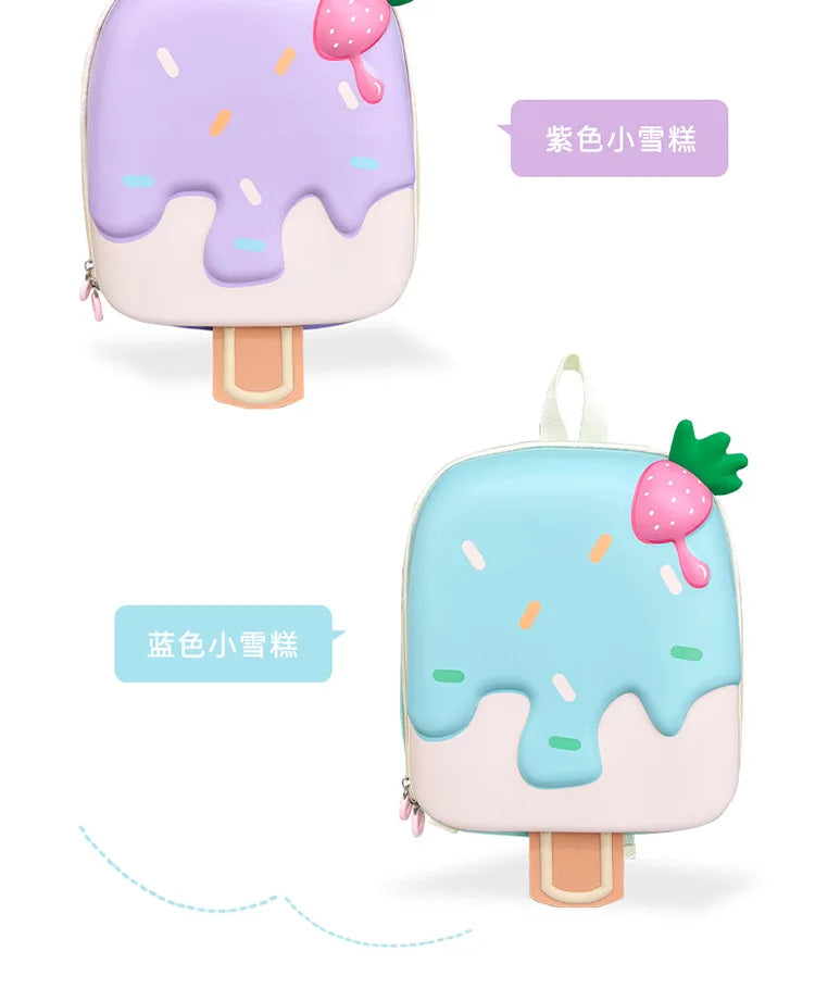 Ice Cream Children's Backpack Fashion Princess Schoolbag Kindergarten Baby Shoulders Bag 3D Cute Bookbag Kids Birthday Gifts