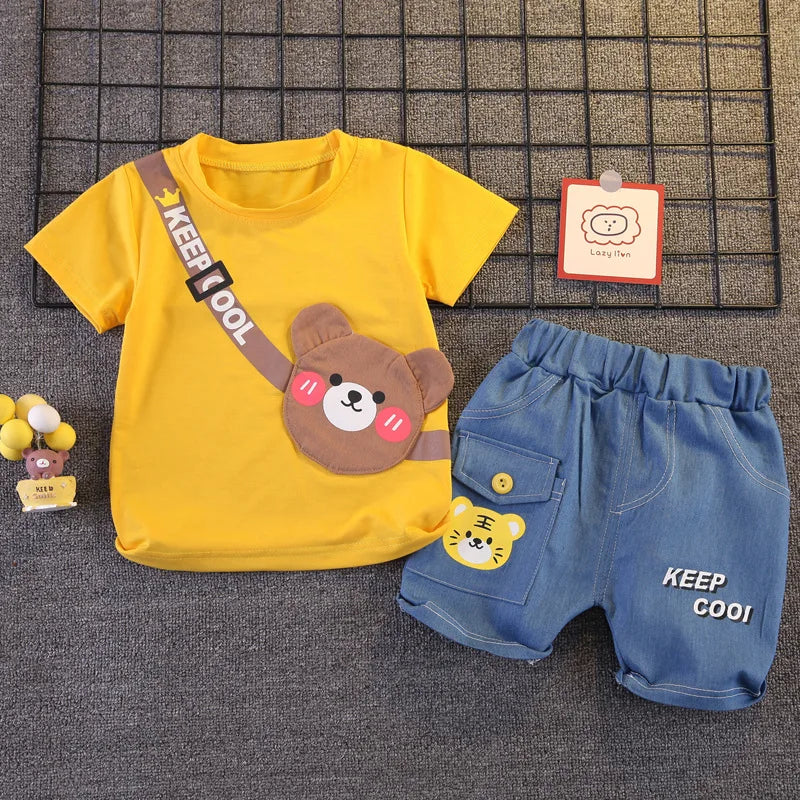 Summer Boys Clothing - Summer Baby Boys Clothing Sets Cartoon Bear Cotton T-Shirt + Shorts Suits for Baby Kids Tracksuits