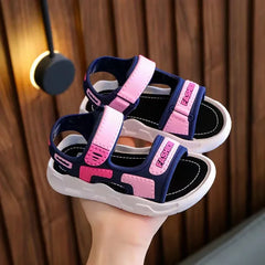 New children's summer boys and girls sandals Korean version of primary school students non-slip soft sole non-slip beach sandals (size,24/color 9097Pink)