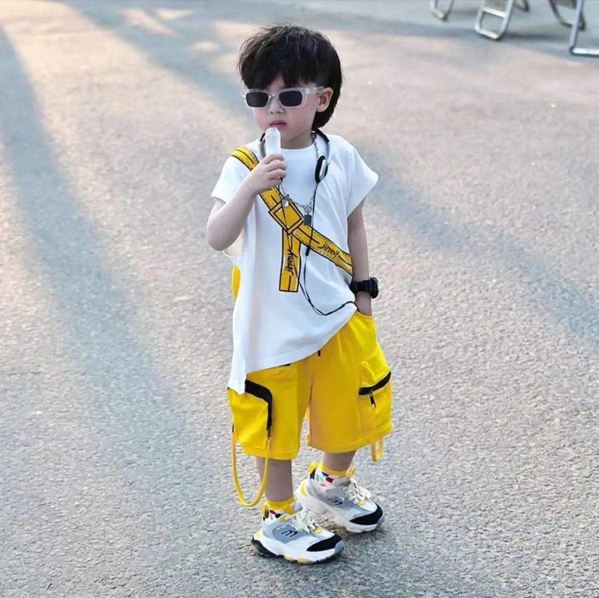 Korean Kids Outfit Boys Summer Sports Set Outdoor Clothes for Children Pure Cotton Sleeveless T-shirt Shorts Two-piece Set