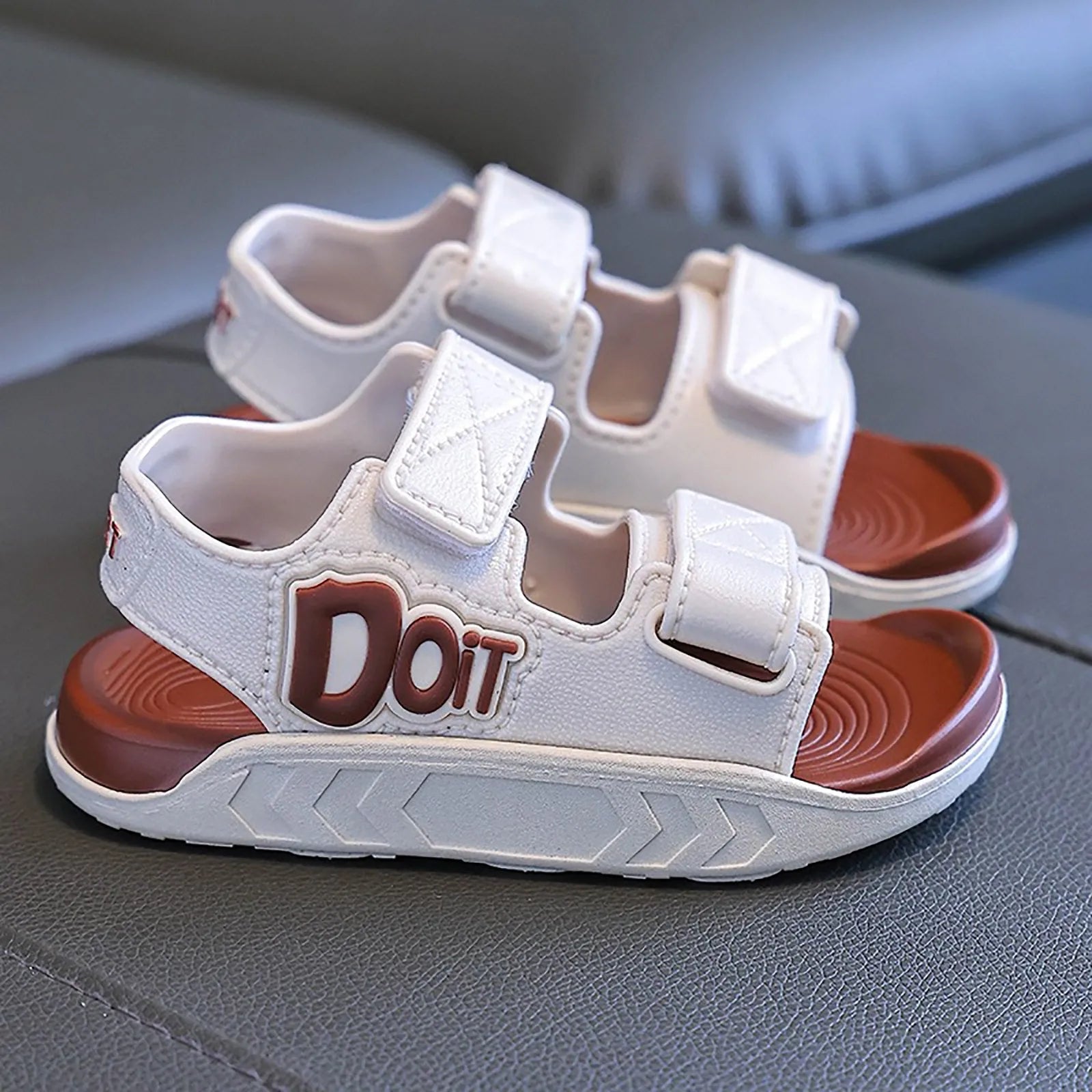 Children Sports Sandals Double Hook And Loop Strap Adjustable Sandals Open Toe Breathable Beach Shoes Soft Sole Non-Slip Sandals