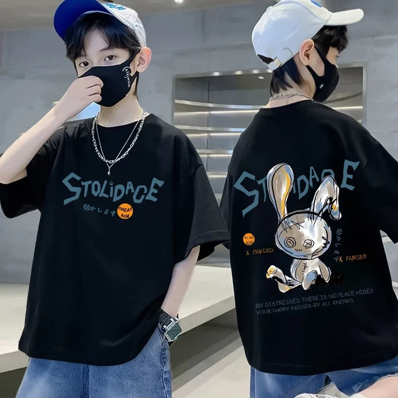 Summer Kids Clothes Short Sleeve T Shirts Boys Clothes Streetwear fashion Print Cartoon T Shirt 100%Cotton Tops Tees