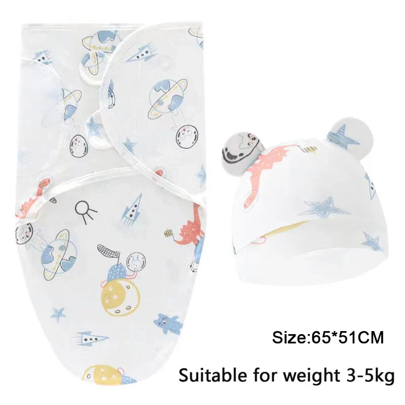 Pure cotton skin-friendly newborn baby wrap, easy to wear with, easy to change diapers, with a cap, give baby more protection