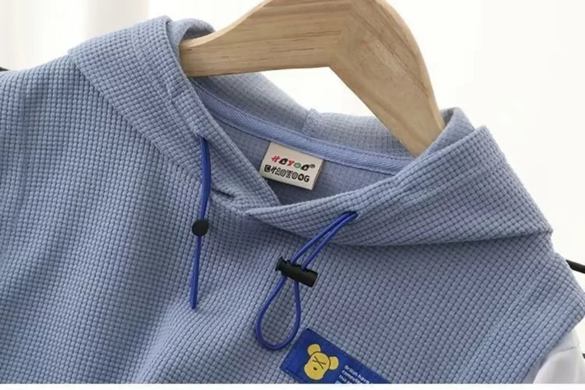Summer Boy Clothes - Summer Baby Boy Clothes Set Hoodies T-shirts and Shorts Suit Children Girls Waffle Patchwork Top Bottom