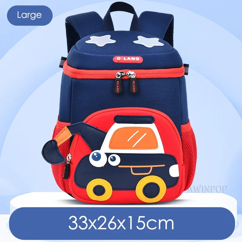 Cute Excavator School Bags for Boys Kids Cartoon School Backpack Breathable Waterproof Kindergarten Bag Mochila Infantil Kawaii