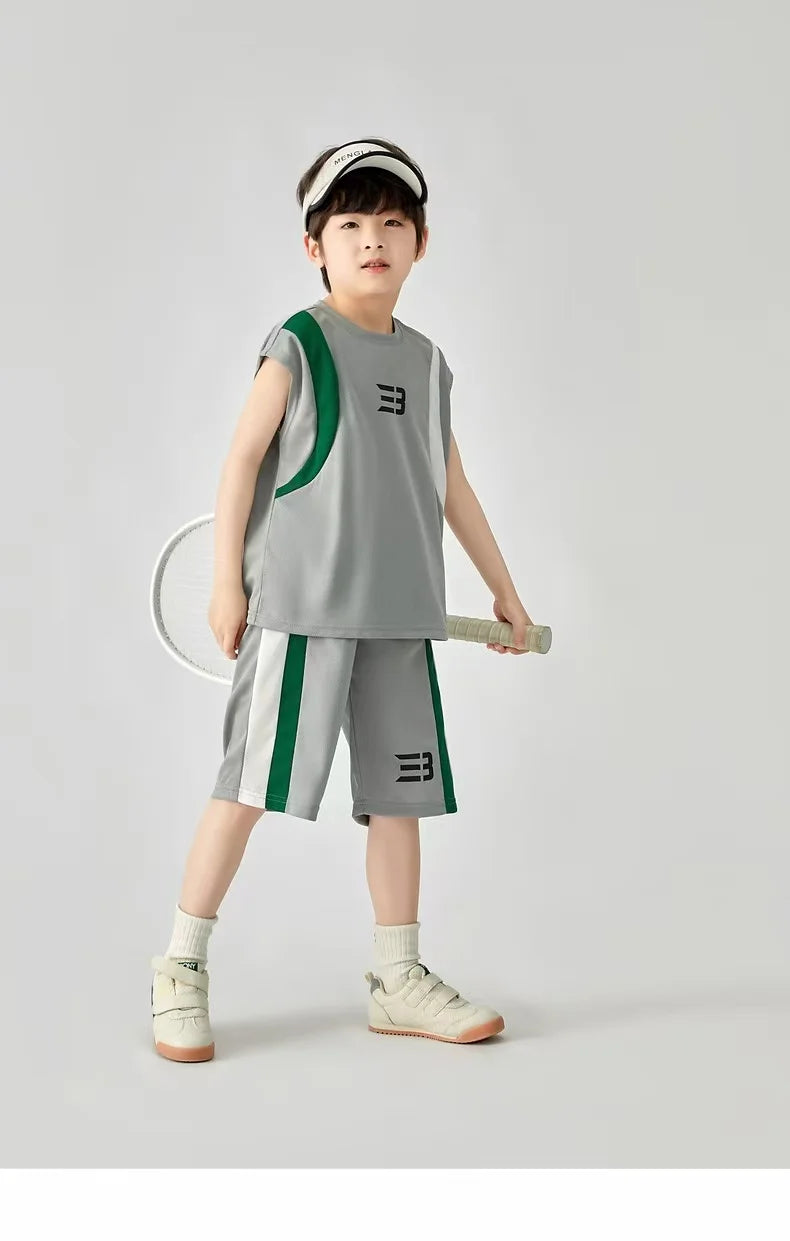 Boys Basketball Suit Summer Sportswear Comfortable Suit Vest Lightweight Shorts Children's Korean Version Handsome Two-piece