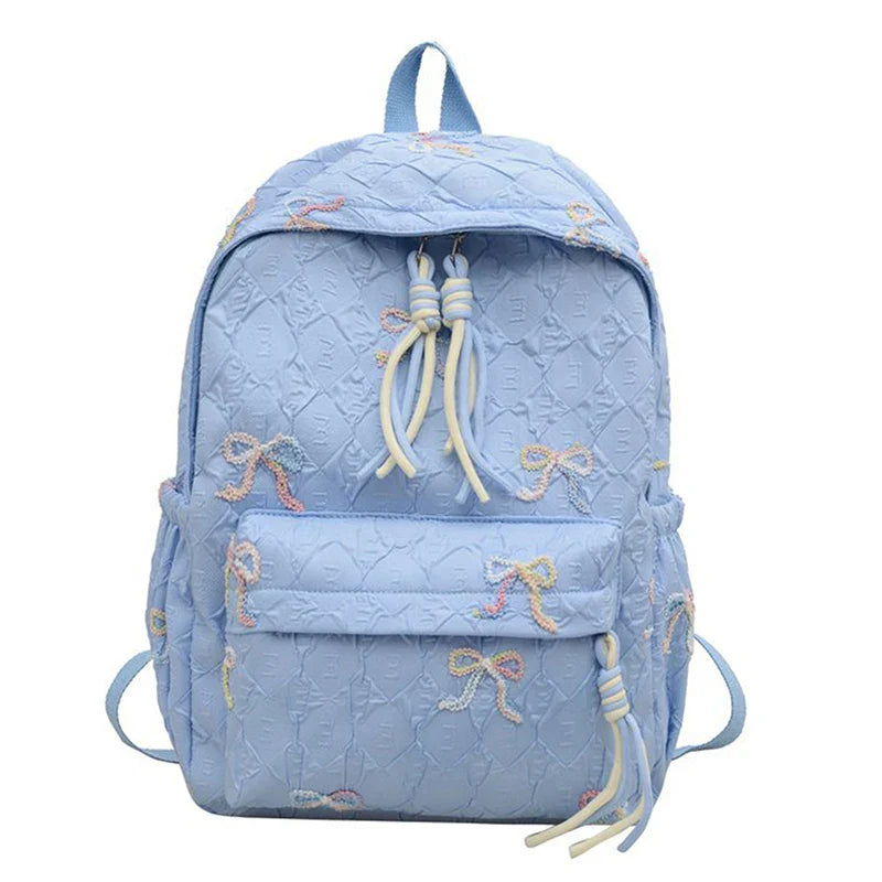 Versatile Junior High School Student Travel Laptop Backpack Cute Schoolbag Female Middle School Student Fashion Bowknot Backpack