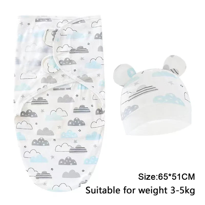 Pure cotton skin-friendly newborn baby wrap, easy to wear with, easy to change diapers, with a cap, give baby more protection