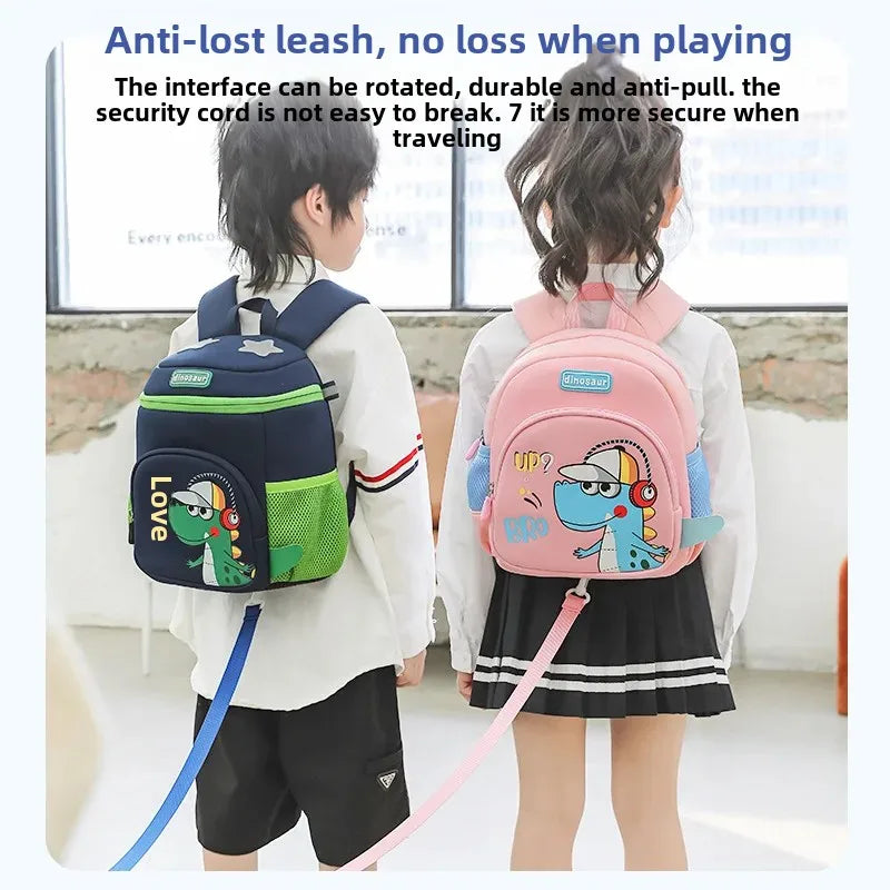 New Cartoon Dinosaur Kindergarten Backpack Spine Protection Lightweight School Bag for Primary School Children