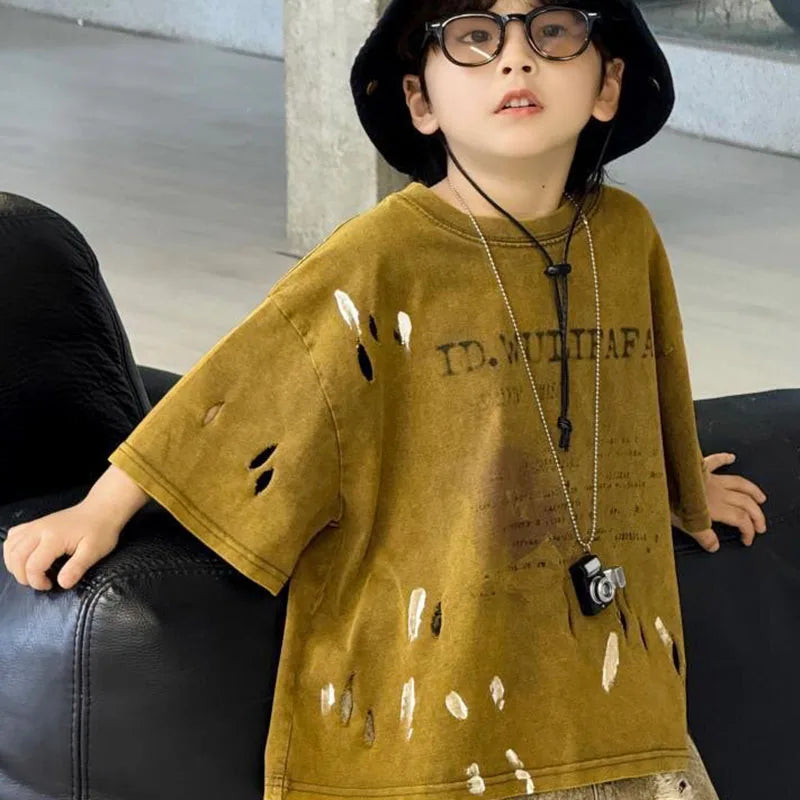 Boys Clothing Set Korean Loose Shirts+shorts 2pcs/set Sport Suits for Kids Teenager Tracksuits Casual Baby Outfits Clothes
