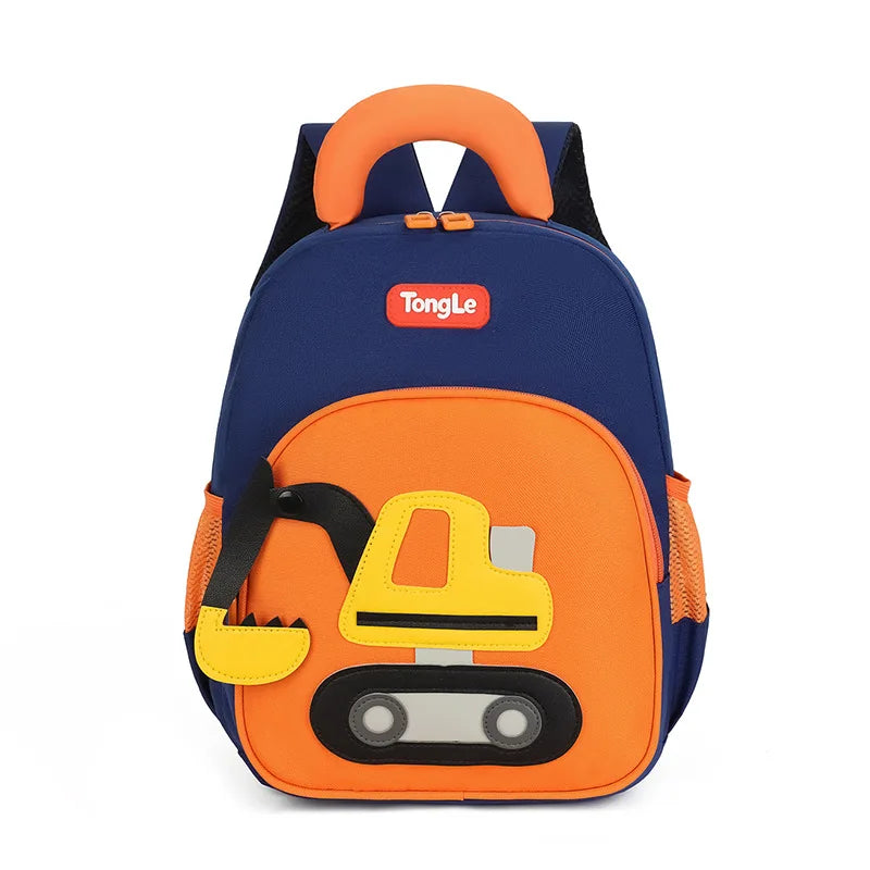 Water-proof Oxford son garden primary school pupil's school bag cartoon cute excavator private shoulders children backpack