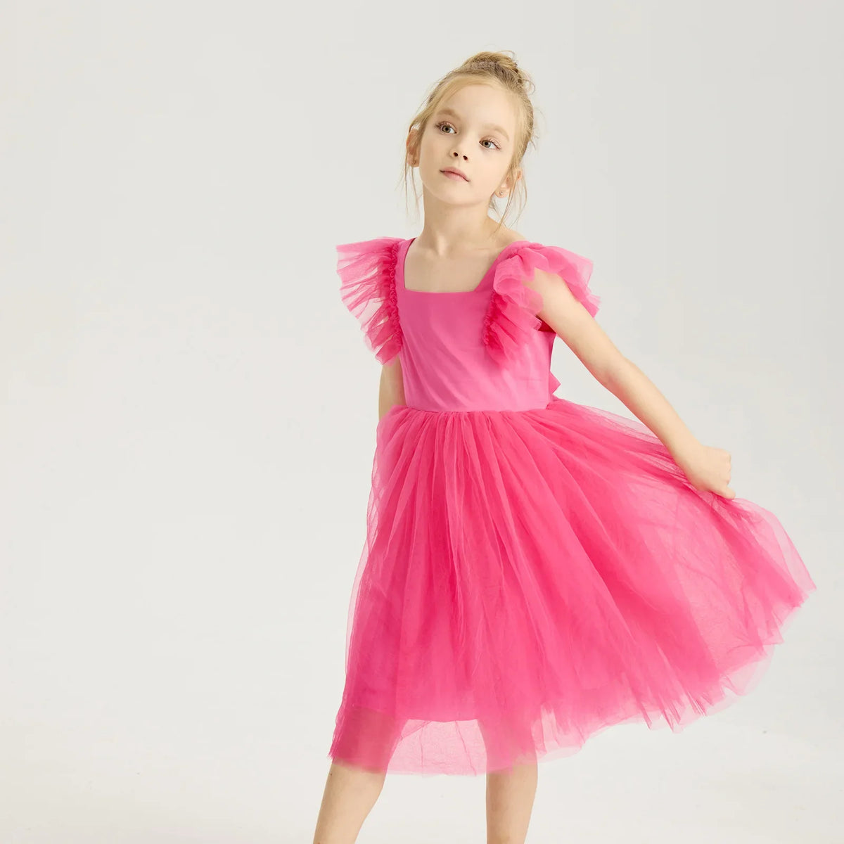New Little Girls Party Dress for Princess Dress Solid Child Clothes Flower Girl Birthday Princess Dress for Kids