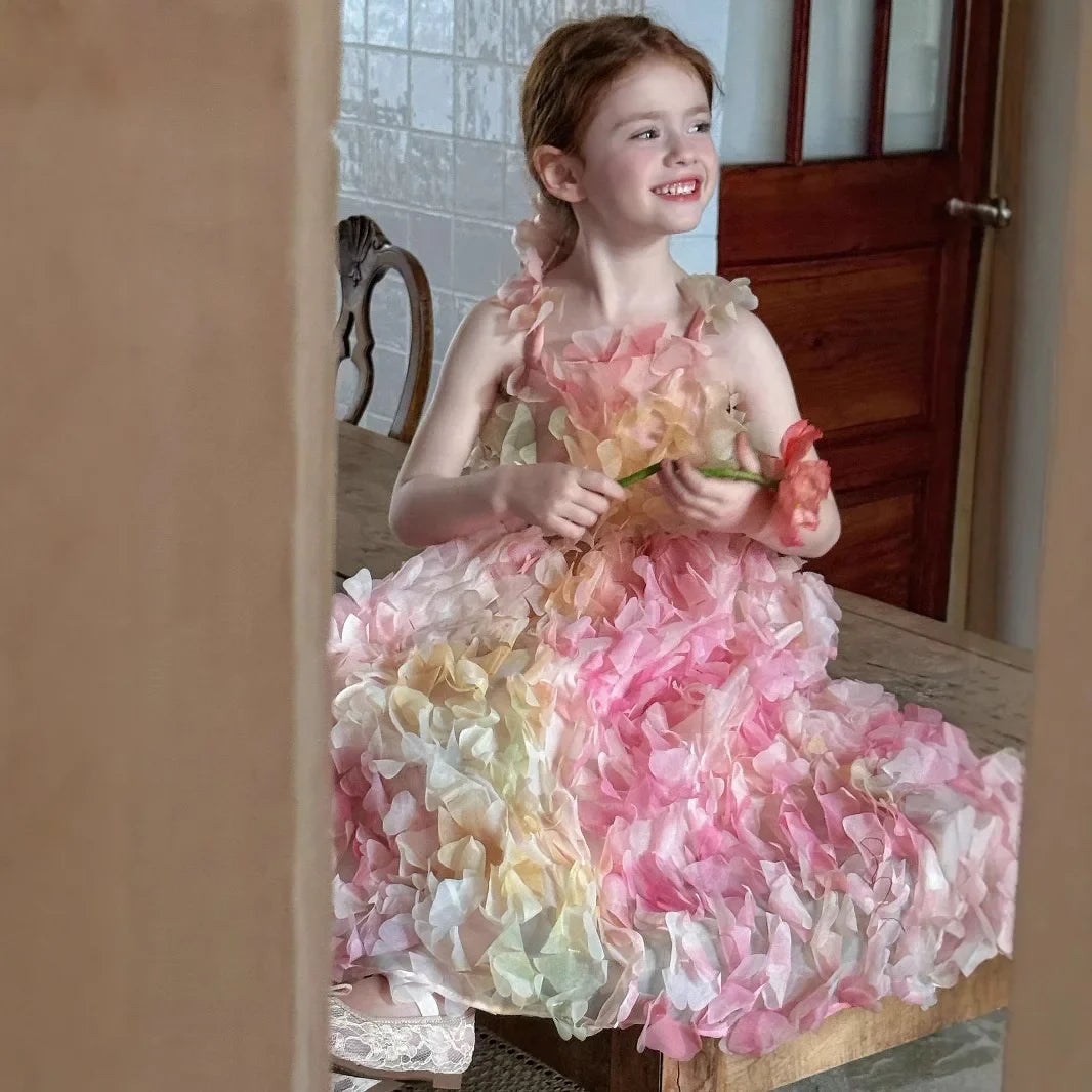 Children Heavy Industry Flower Dress Girls Birthday Banquet Princess Dress Children High End Performance Dress