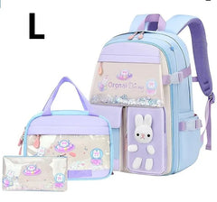 Cute Student Backpack 3pcs/set Primary Schoolbag Rabbits and quicksand Kawaii Student Backpack Teenage Girls Handbag Rucksack