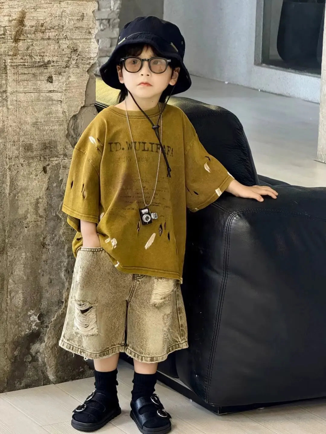 Boys Clothing Set Korean Loose Shirts+shorts 2pcs/set Sport Suits for Kids Teenager Tracksuits Casual Baby Outfits Clothes