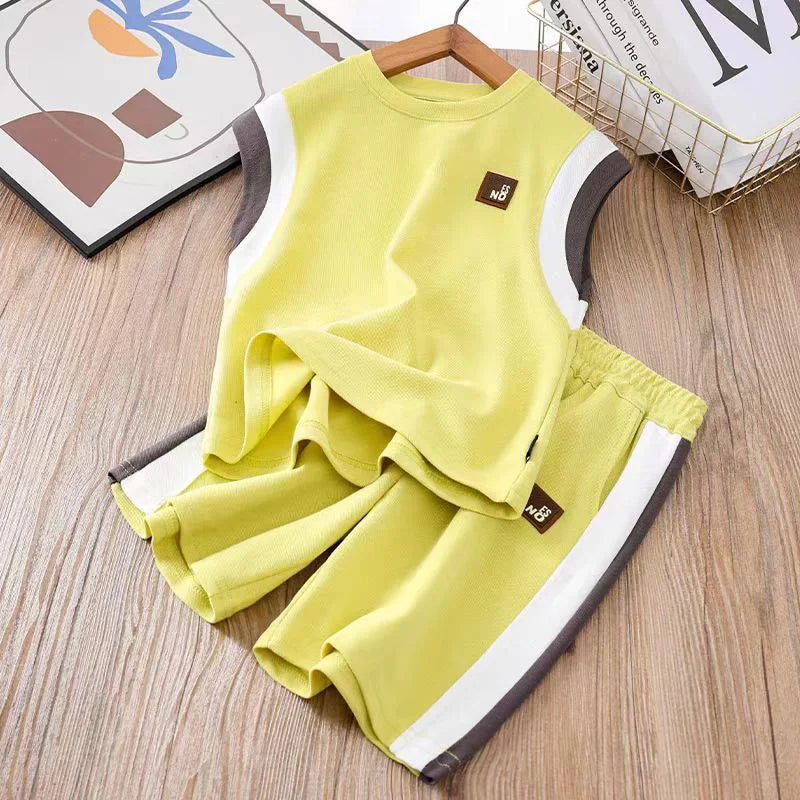 Toddler Kids Sleeveless Vest+Shorts 2PCS/Set Baby Boy Summer Casual Sport Outfit Fashion Children Clothing6-14Y - Boys
