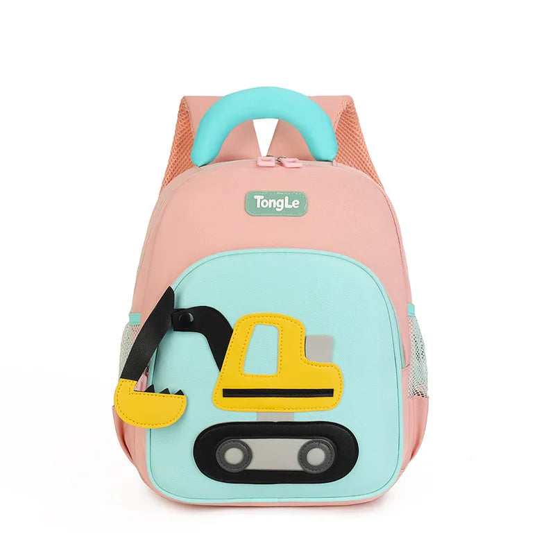 Water-proof Oxford son garden primary school pupil's school bag cartoon cute excavator private shoulders children backpack