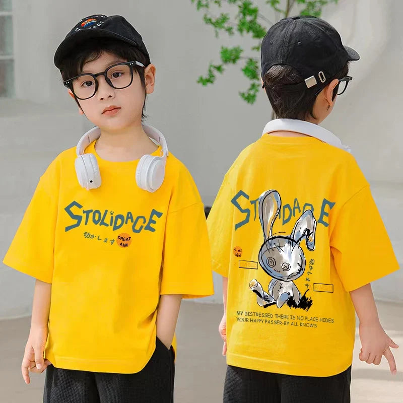 Summer Kids Clothes Short Sleeve T Shirts Boys Clothes Streetwear fashion Print Cartoon T Shirt 100%Cotton Tops Tees