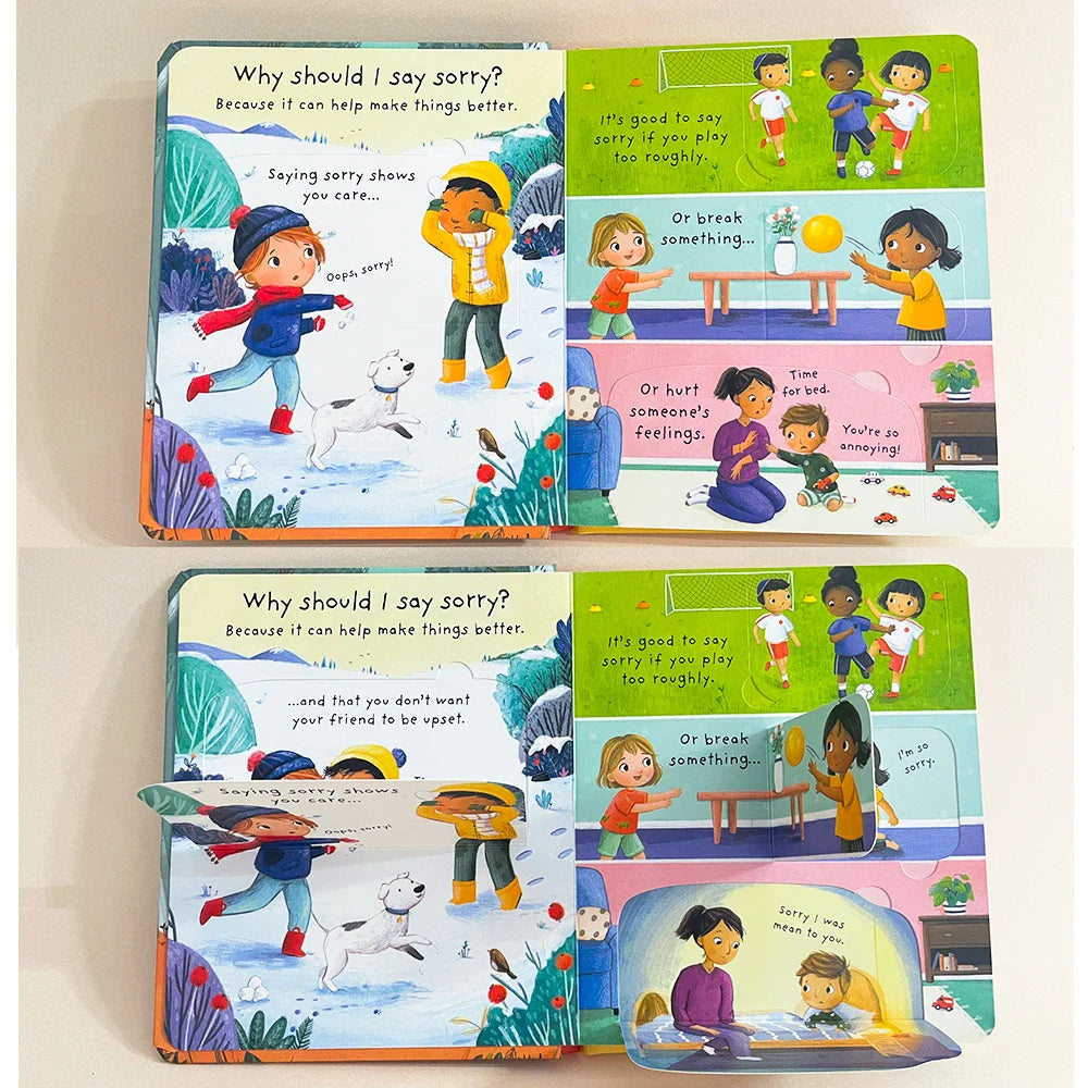 Usborne Lift The Flap Very First Questions & Answers Why Should I Say Sorry ? 3D Flap Picture Books for Kids Baby English Books