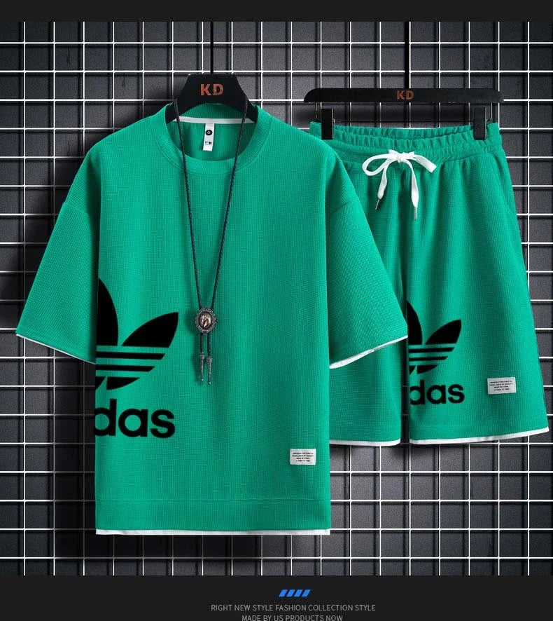 Summer New Men - Summer New Men's pullover sportswear Set, fashionable basketball men's casual short-sleeved T-shirt +