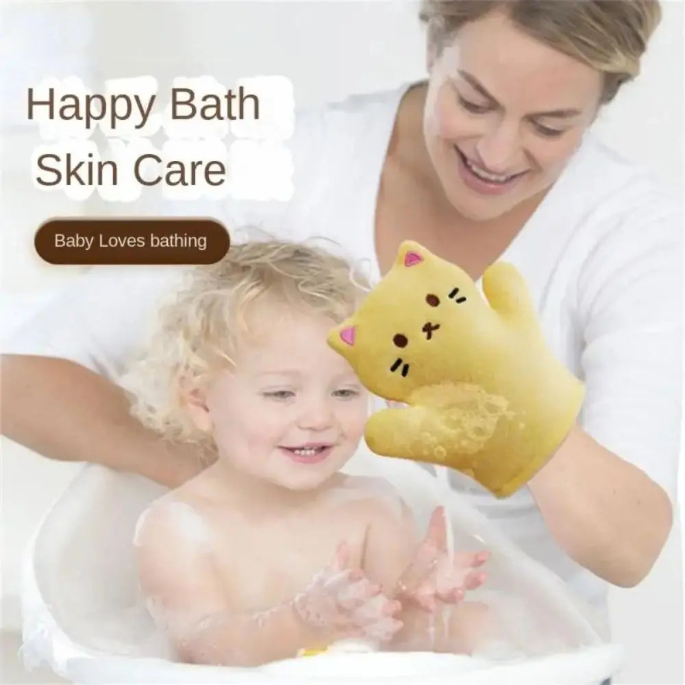 Cute Body Skin Cleaner Baby Bath Sponge Cartoon Foaming Childrens Bath Towel Dead Skin Remover Body Clean Sponge Kids