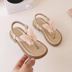 New Children's Summer Princess Shoes Baby Breathable Toe-Loop Butterfly Sandals Kids Beach Shoes Fashion Girls Princess Shoes (black coloer)