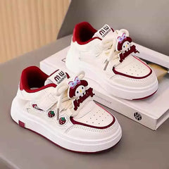 Kids'Casual Shoes Sneakers PU Leather Spring Autumn Outdoor Sport Shoes For Girls Anti-slip Breathable Pink Red Size 26-37