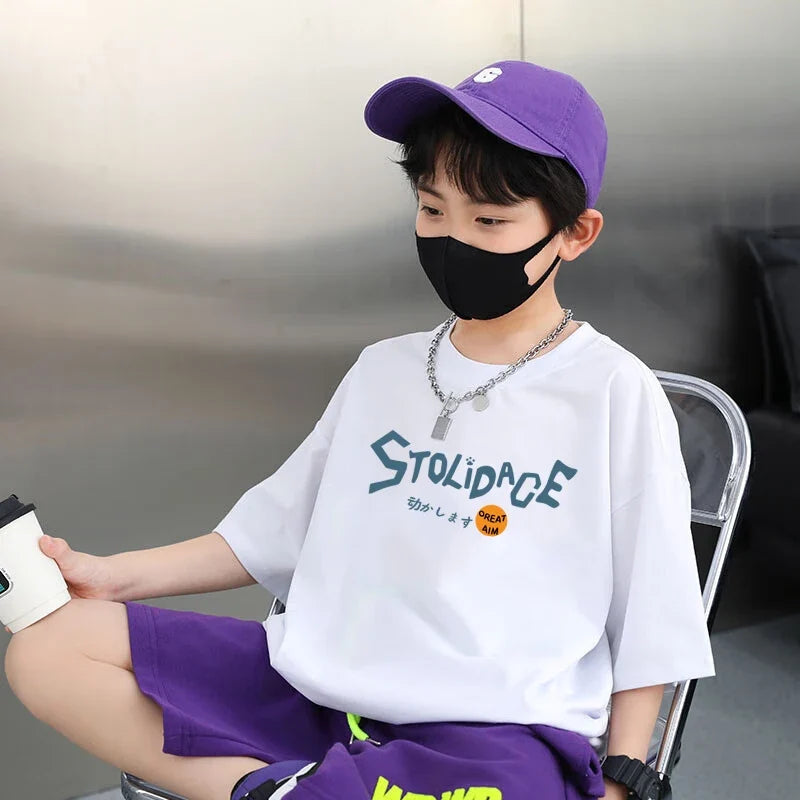 Summer Kids Clothes Short Sleeve T Shirts Boys Clothes Streetwear fashion Print Cartoon T Shirt 100%Cotton Tops Tees