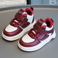 Children Spring Autumn Velcro White Shoes Color Blocking Non Slip High Top Boys New Soft Soled Sneakers Girls Casual Board Shoes