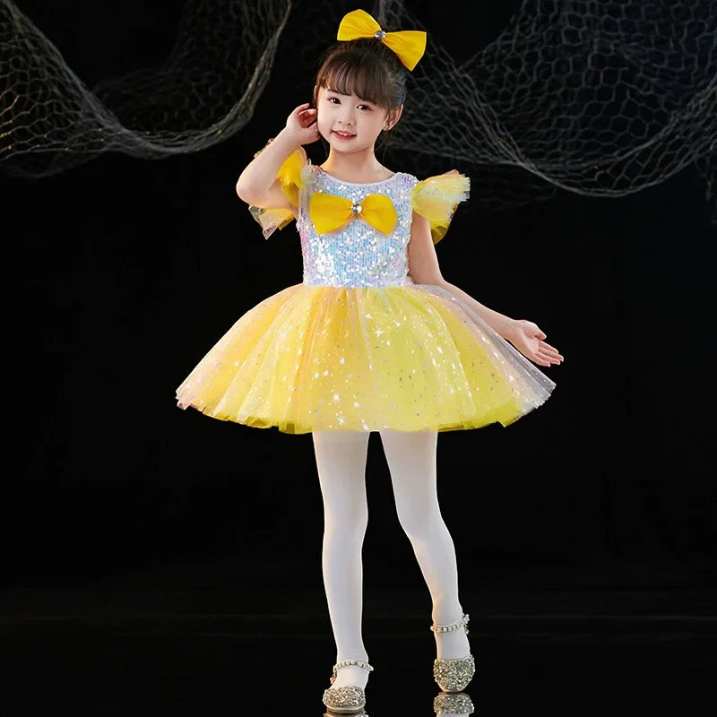 Summer Party Girls Dresses Kids Clothes Vestidos Princess Outfit Girl Dress Tutu Stage Ballet Leotards Dance Costumes Ballerine