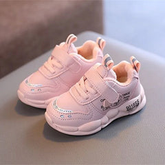 Autumn Winter Casual Shoes for Baby Boys Girls Plush Warm Kids Sneakers Solid Walking Shoes Toddler PU Leather Cotton Shoes (Pink)