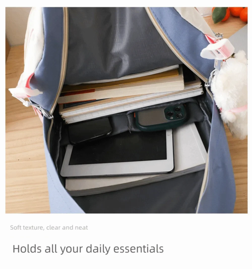 5 Pcs Cute Large Capacity Backpack Set Multifunctional Breathable Student Schoolbag Buckle Coin Purse School
