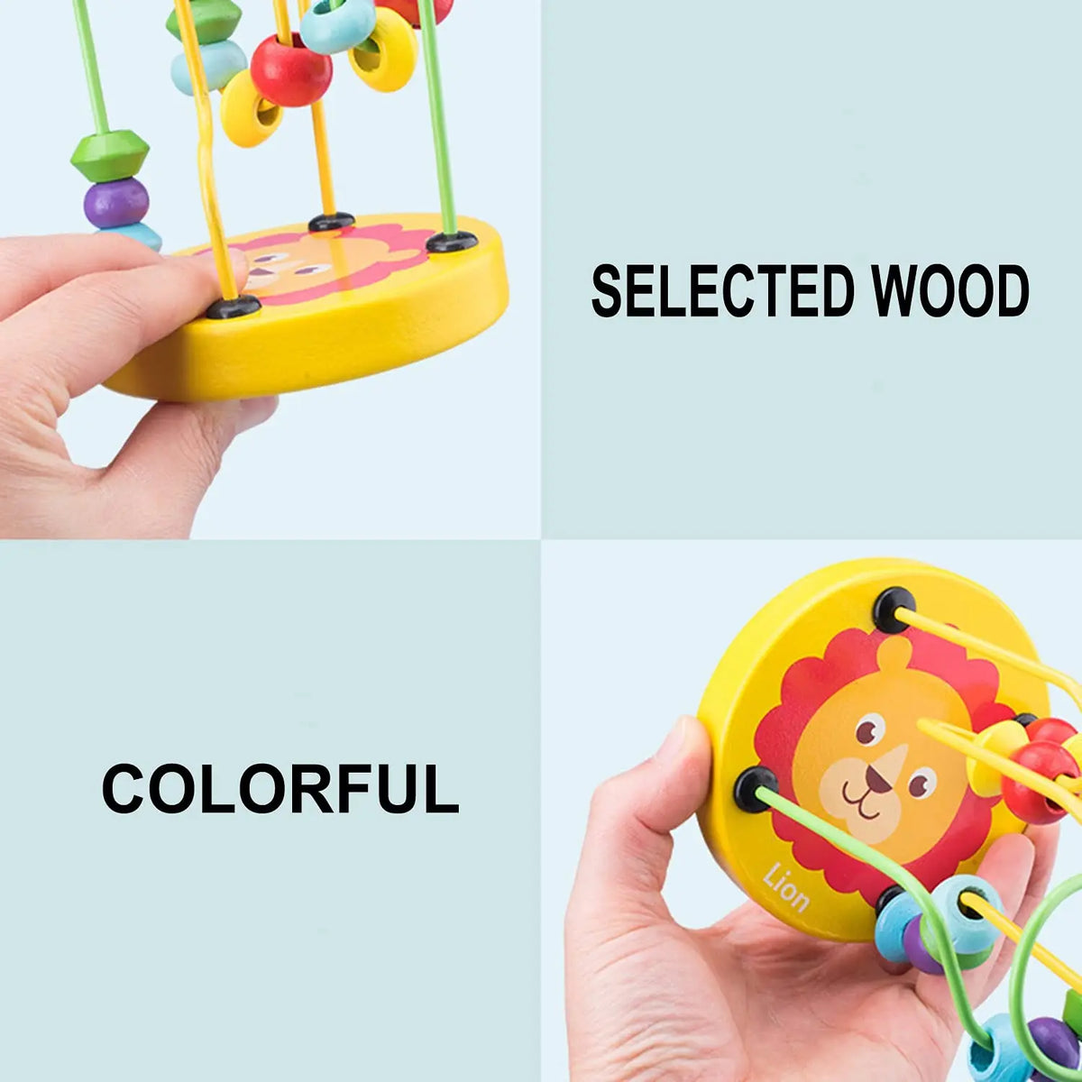 Baby Montessori Educational Math Toy Kids Circles Bead Wire Maze Roller Coaster for Children Montessori Wooden Toys Wood Puzzles