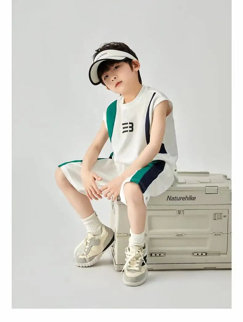 Boys Basketball Suit Summer Sportswear Comfortable Suit Vest Lightweight Shorts Children's Korean Version Handsome Two-piece