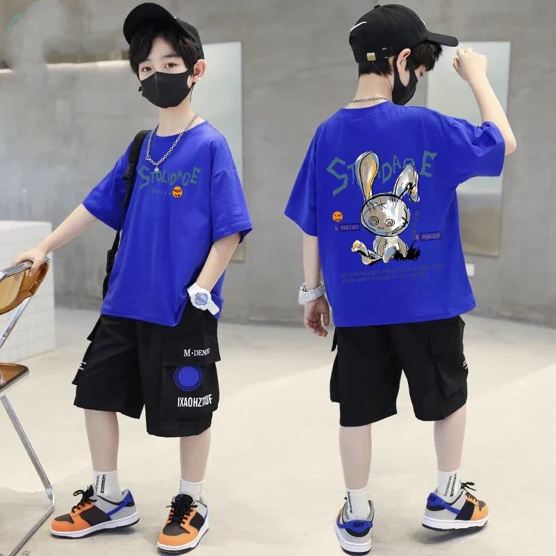 Summer Kids Clothes Short Sleeve T Shirts Boys Clothes Streetwear fashion Print Cartoon T Shirt 100%Cotton Tops Tees