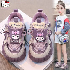 Anime Girls Kuromi Autumn New Board Shoes Sanrio Sports Dad Shoes Children Cartoon Kawaii Comfortable Breathable Casual Shoes