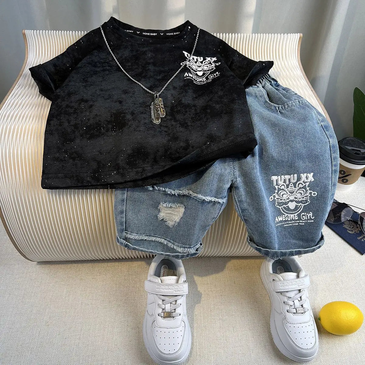 Korean Children Summer - Korean Children's Summer Clothes Kids Set Outfits Boys 2025 Handsome Sleeveless&Short Sleeved