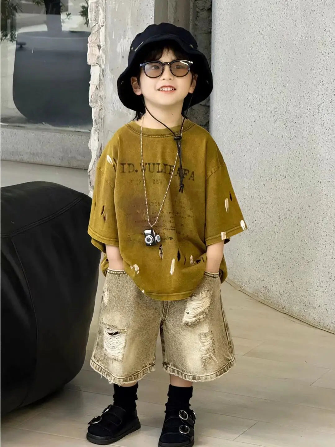 Boys Clothing Set Korean Loose Shirts+shorts 2pcs/set Sport Suits for Kids Teenager Tracksuits Casual Baby Outfits Clothes